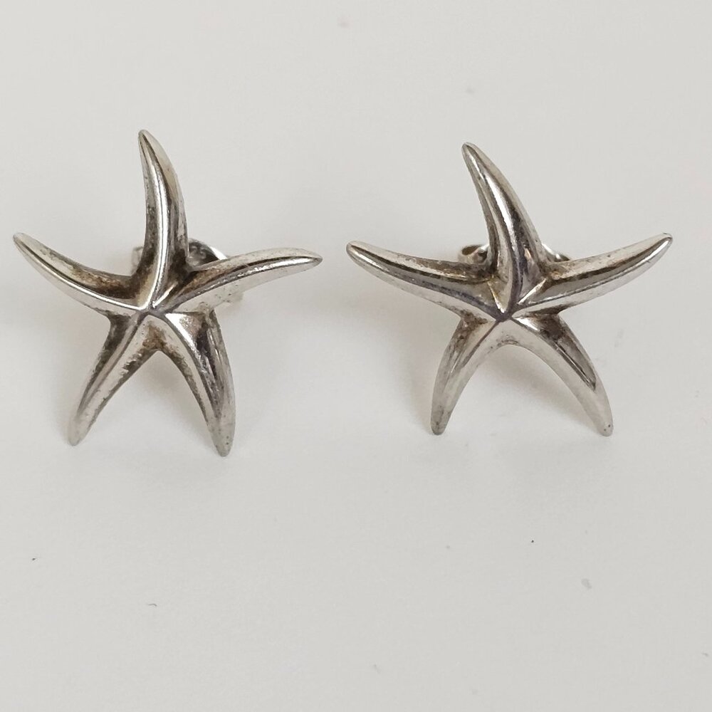 Vtg Starfish 925 Sterling Silver Sea Life Stud Post Earrings Nautical Beach 1.8g